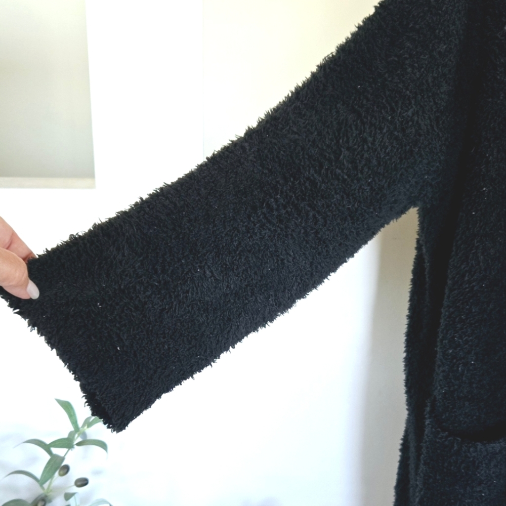 BAREFOOT DREAMS Cozy Chic Ribbed Knit Trim Cardigan Sweater Coat Black 1X - Picture 6 of 12